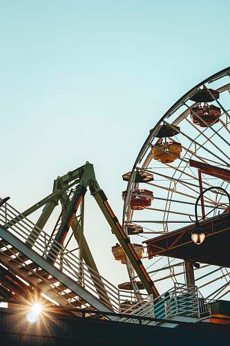 santa monica worm's-eye view photo of amusement ride amusement park